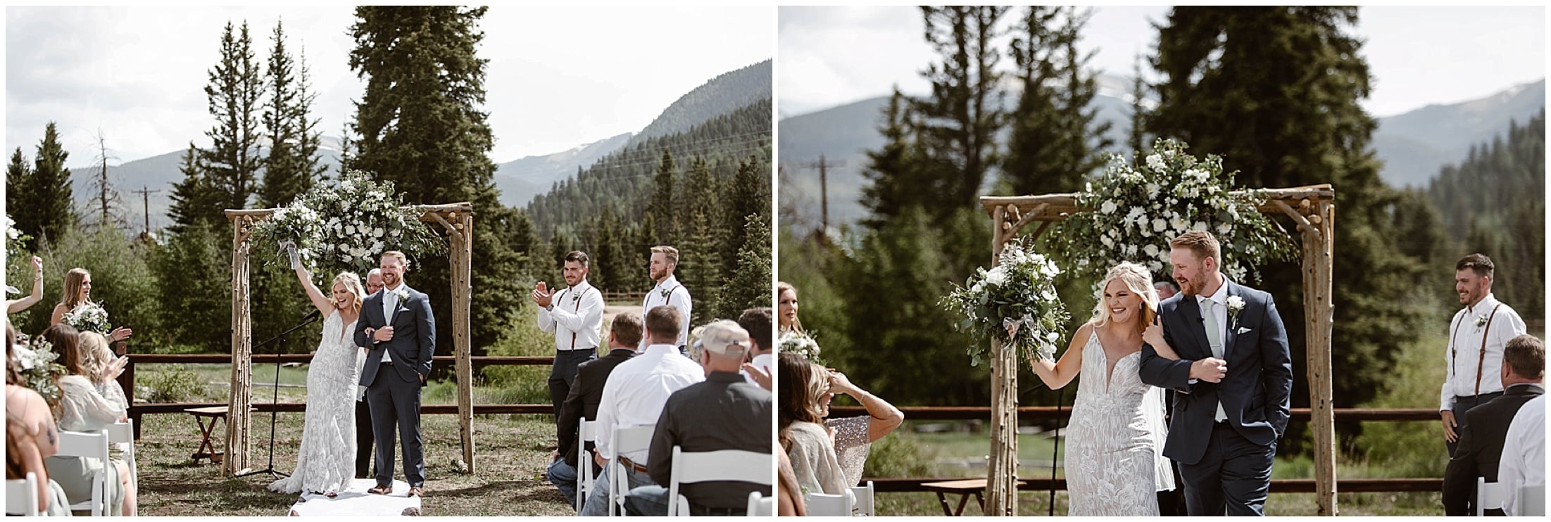 bride and groom private small wedding ceremony in the mountains of red river new mexico