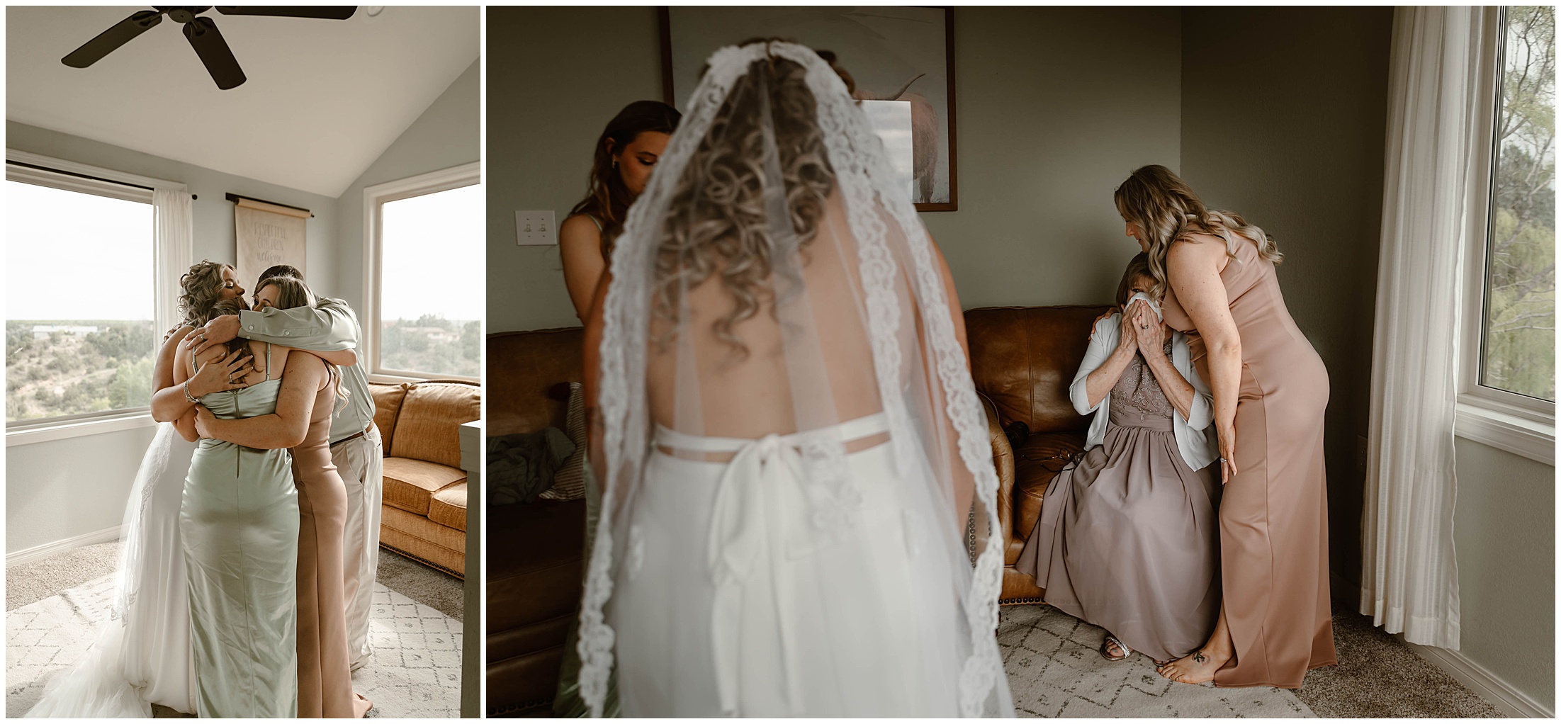 bride getting ready with mom