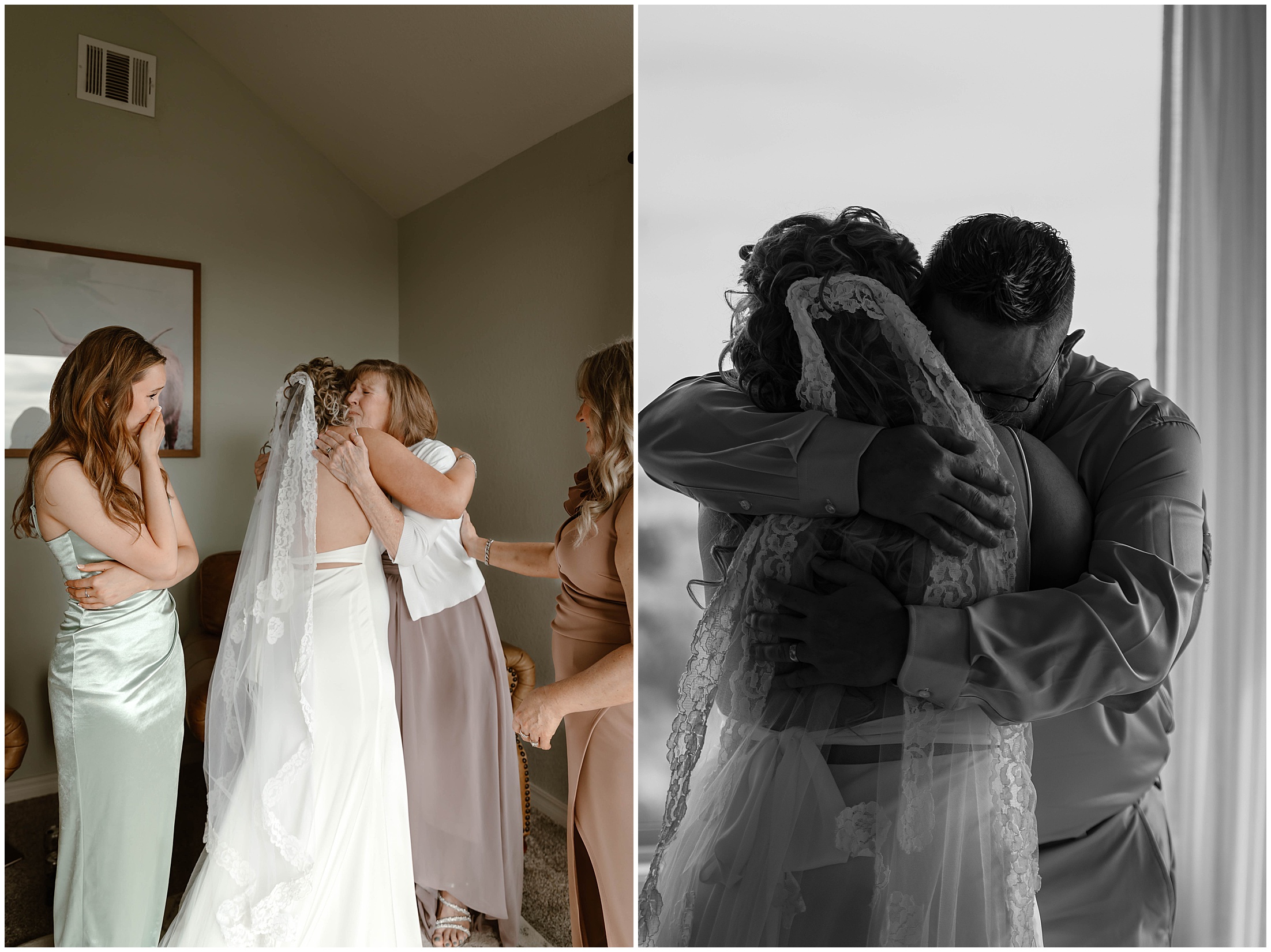 bride getting ready with mom