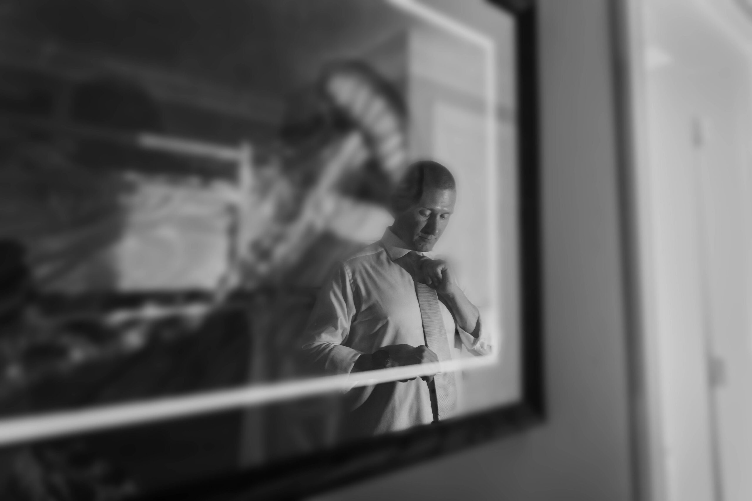 Framed photo from the couple's first wedding, photographed before their Destin vow renewal