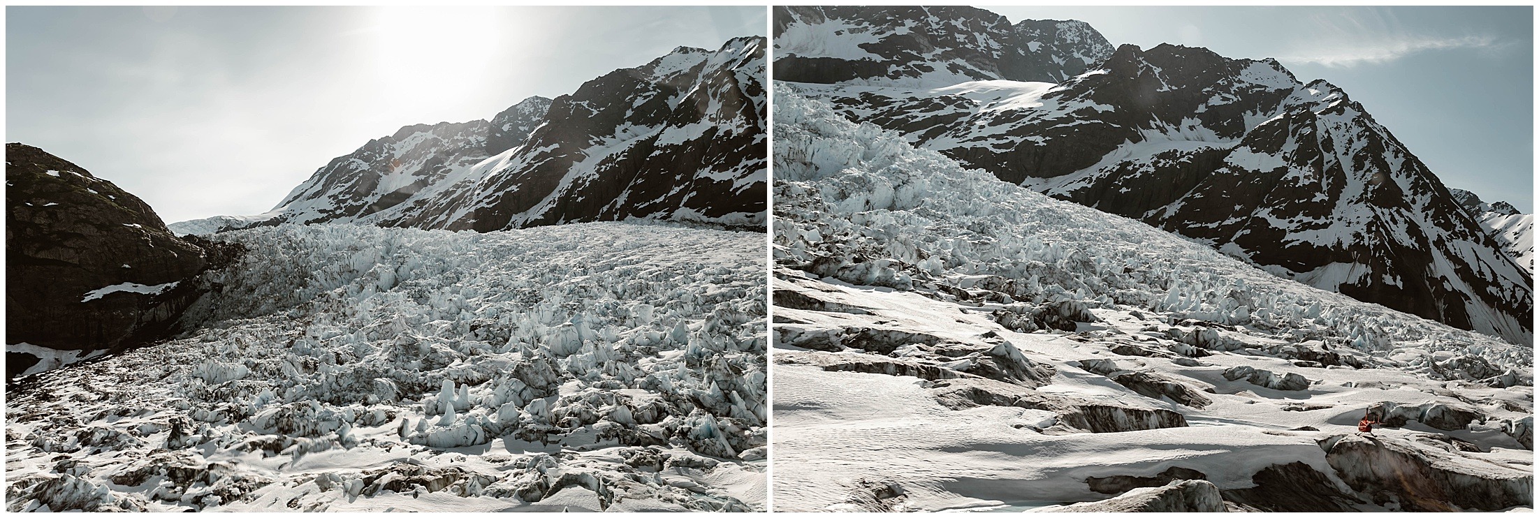 Alaska Helicopter Summer Glacier Elopement, Untethered Journeys, Brit Nicole Photography, Texas Adventure Elopements, ice wedding, alaska wedding, alaska elopement, airplane hanger elopement, forest elopement, epic alaska elopements, small intimate weddings in alaska