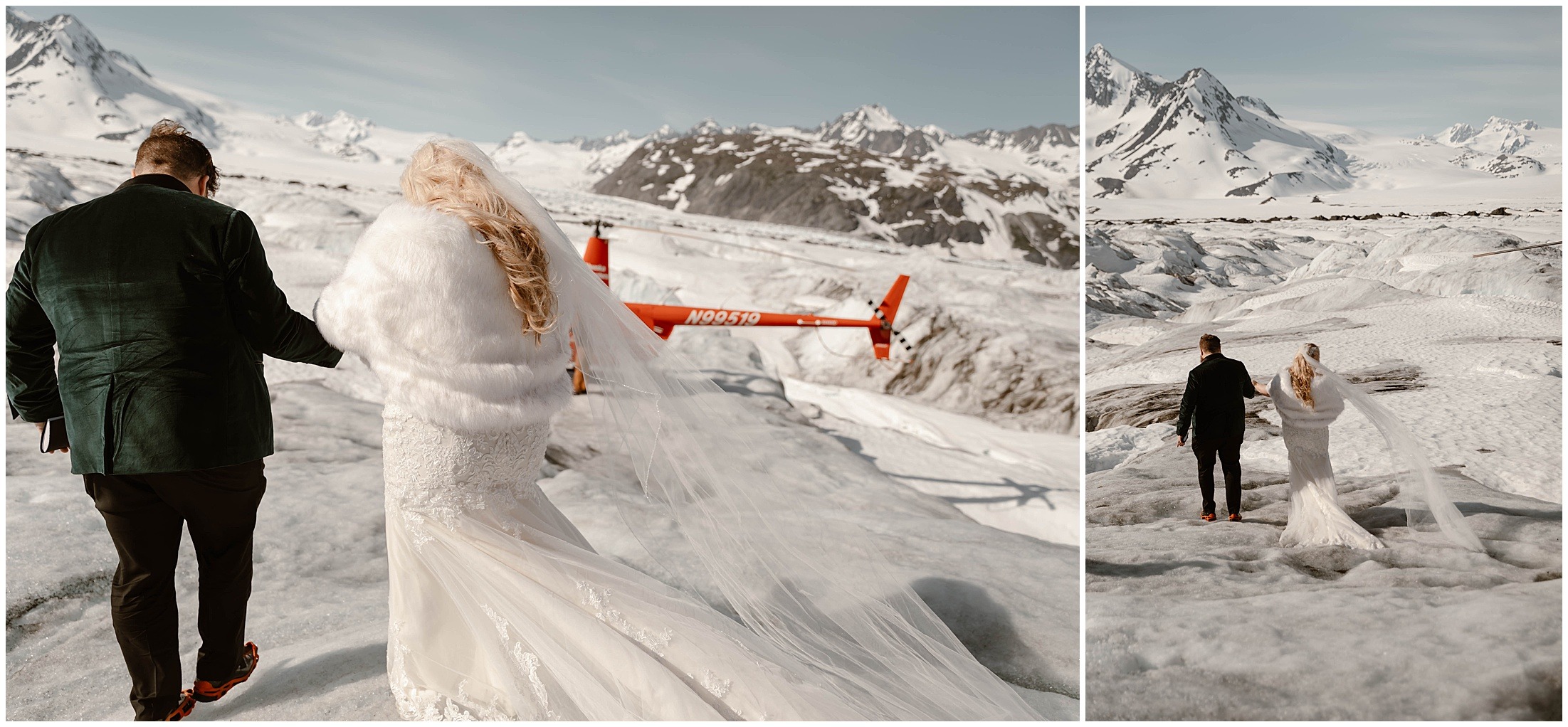 Alaska Helicopter Summer Glacier Elopement, Untethered Journeys, Brit Nicole Photography, Texas Adventure Elopements, ice wedding, alaska wedding, alaska elopement, airplane hanger elopement, forest elopement, epic alaska elopements, small intimate weddings in alaska