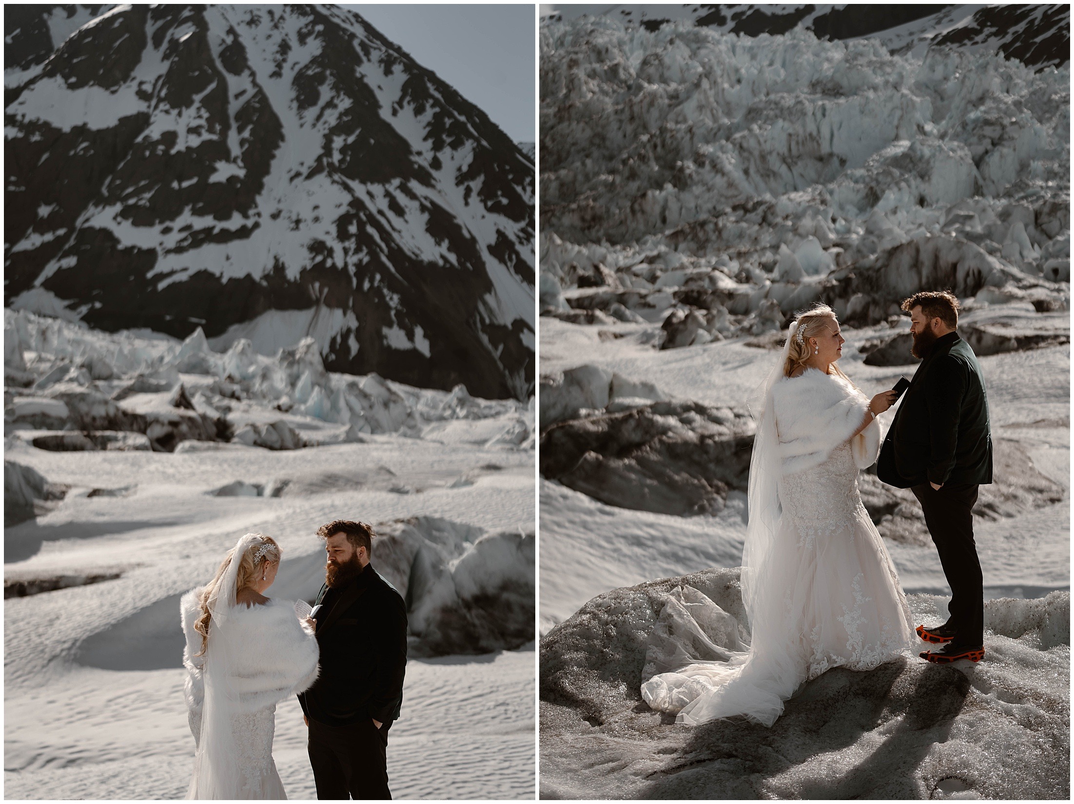 Alaska Helicopter Summer Glacier Elopement, Untethered Journeys, Brit Nicole Photography, Texas Adventure Elopements, ice wedding, alaska wedding, alaska elopement, airplane hanger elopement, forest elopement, epic alaska elopements, small intimate weddings in alaska
