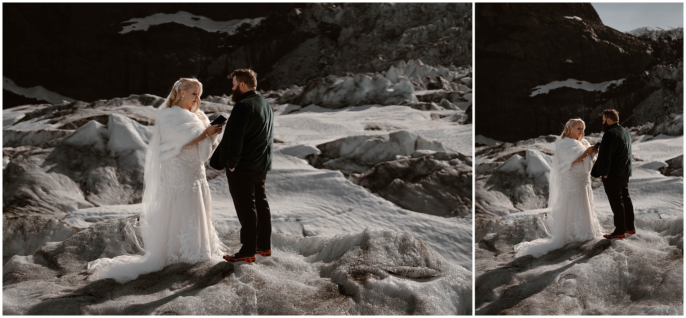 Alaska Helicopter Summer Glacier Elopement, Untethered Journeys, Brit Nicole Photography, Texas Adventure Elopements, ice wedding, alaska wedding, alaska elopement, airplane hanger elopement, forest elopement, epic alaska elopements, small intimate weddings in alaska