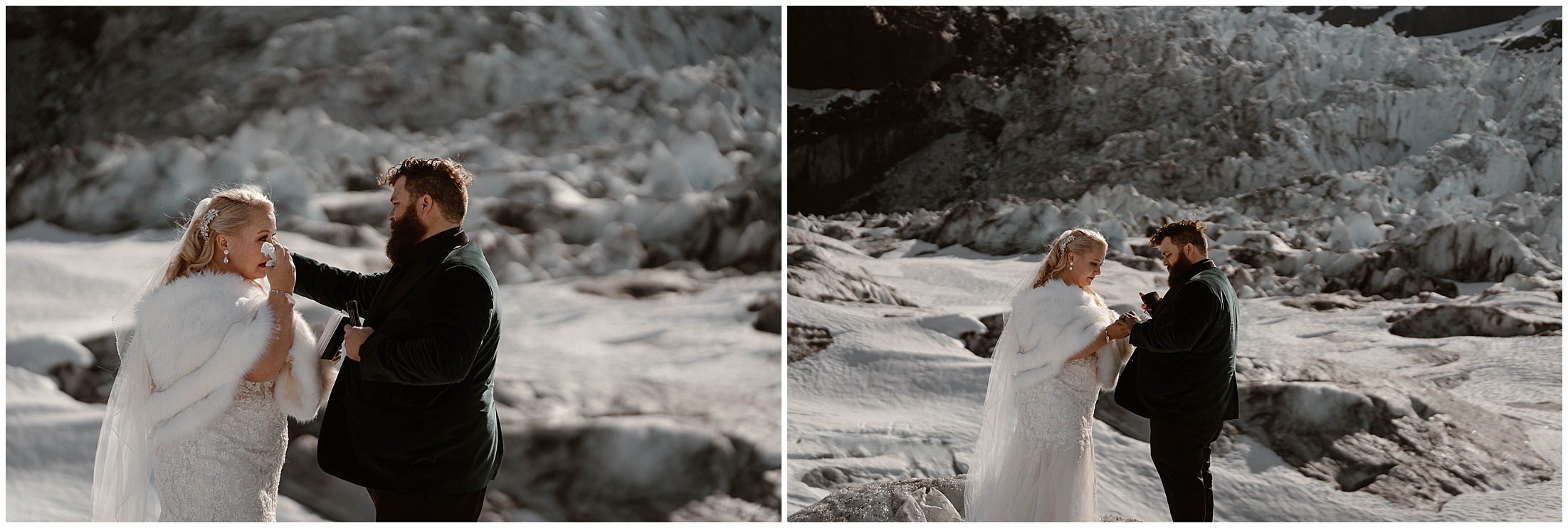 Alaska Helicopter Summer Glacier Elopement, Untethered Journeys, Brit Nicole Photography, Texas Adventure Elopements, ice wedding, alaska wedding, alaska elopement, airplane hanger elopement, forest elopement, epic alaska elopements, small intimate weddings in alaska