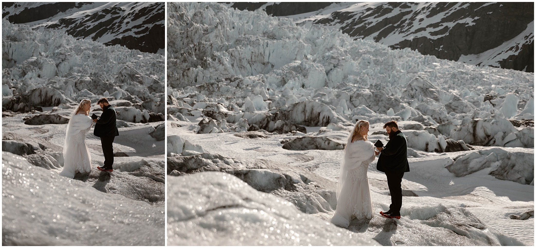 Alaska Helicopter Summer Glacier Elopement, Untethered Journeys, Brit Nicole Photography, Texas Adventure Elopements, ice wedding, alaska wedding, alaska elopement, airplane hanger elopement, forest elopement, epic alaska elopements, small intimate weddings in alaska