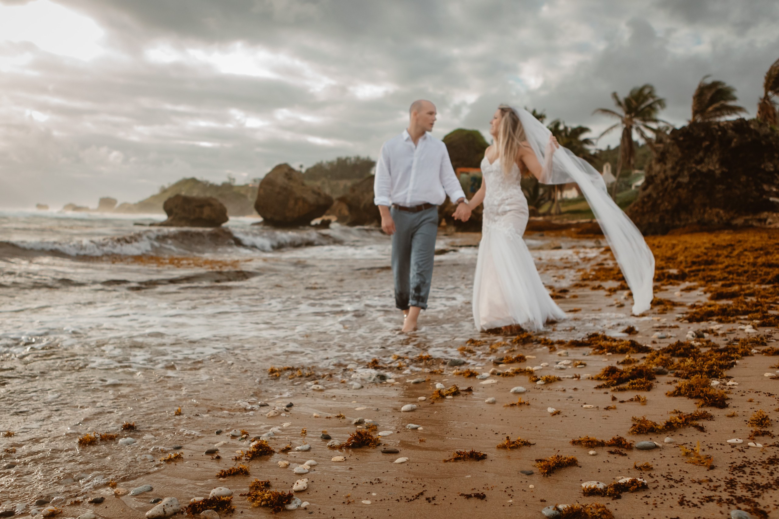 Barbados elopement ceremony by the water