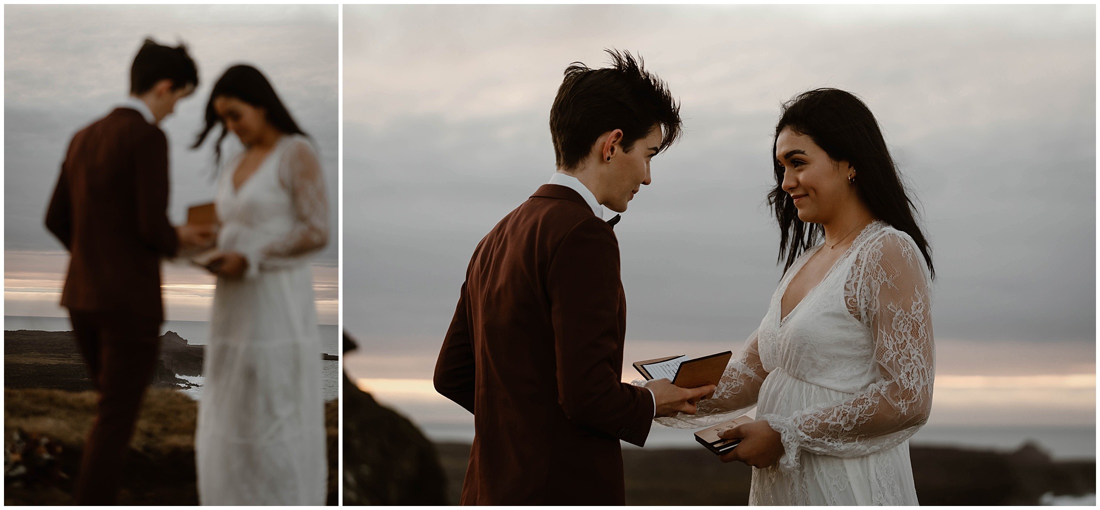 A couple exchanges vows during their Iceland elopement